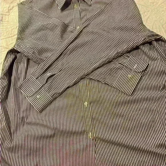 Preowned Lauren Ralph Lauren Button Down Shirt w/Burgandy/White Stripes size 2x - Picture 3 of 9
